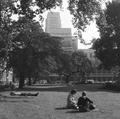 Students in the garden at University College London Image preview