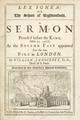 Lex ignea: or the school of righteousness: a sermon preached before the King Octo. 10. 1666 Image preview