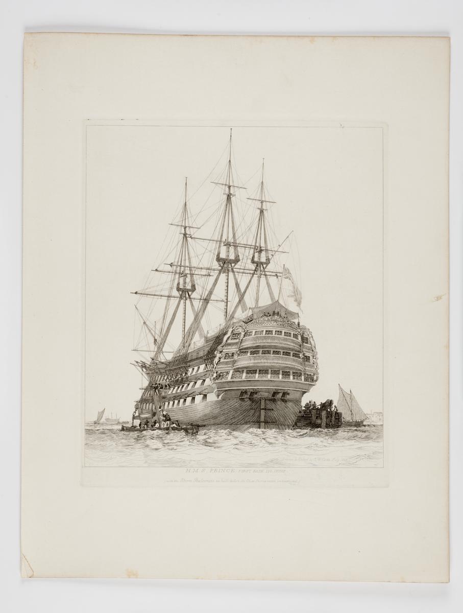 HMS Prince. First rate 110 guns. (with the Stern Balconies as built ...