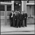 A group of boys in 'Teddy boy' dress outside a London pub Image preview