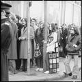 A crowd outside the Roundhouse arts complex, Chalk Farm Image preview